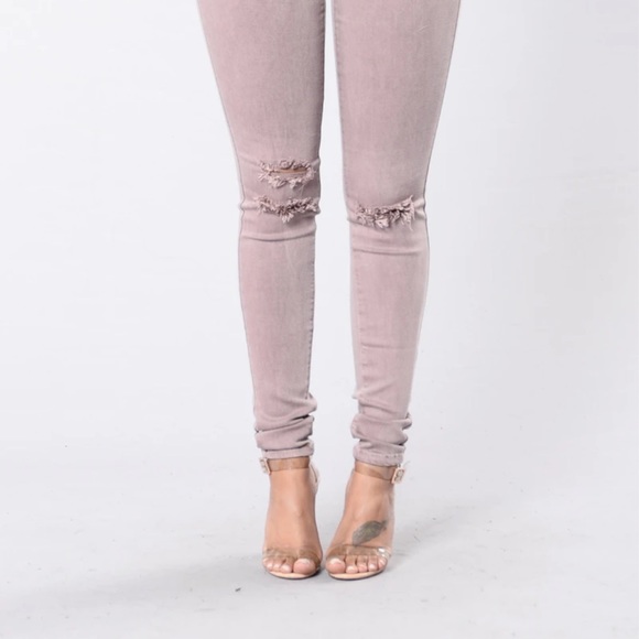 Mauve distressed jeans - Picture 2 of 5